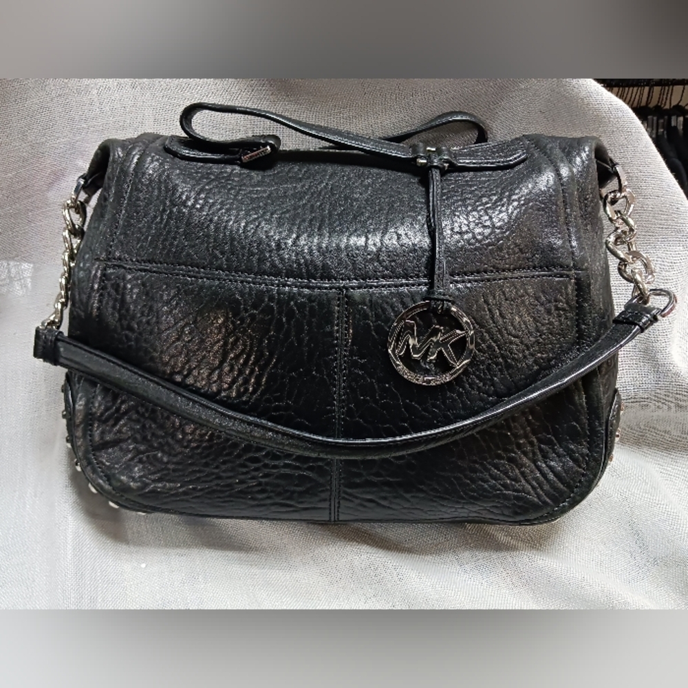 Michael Kors Silver Chain Studded Black Handbag